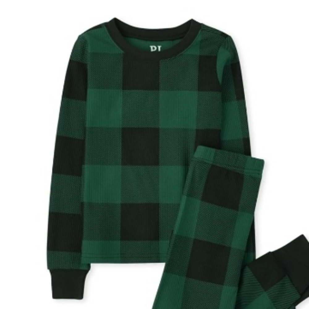 🆕️ 2 SETS MATCHING Green & Black Plaid Pajama Set Top & Bottom